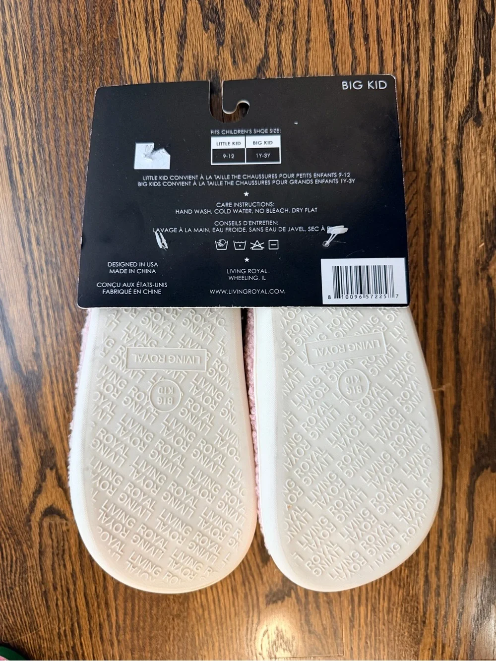 NWT Living Royal Kids Pink Heart-Eyes Slippers - Big Kid